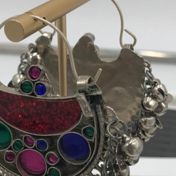 Afghan Kuchi Chandbali Earrings: Tribal Boho Jewelry - Picture 5 of 5